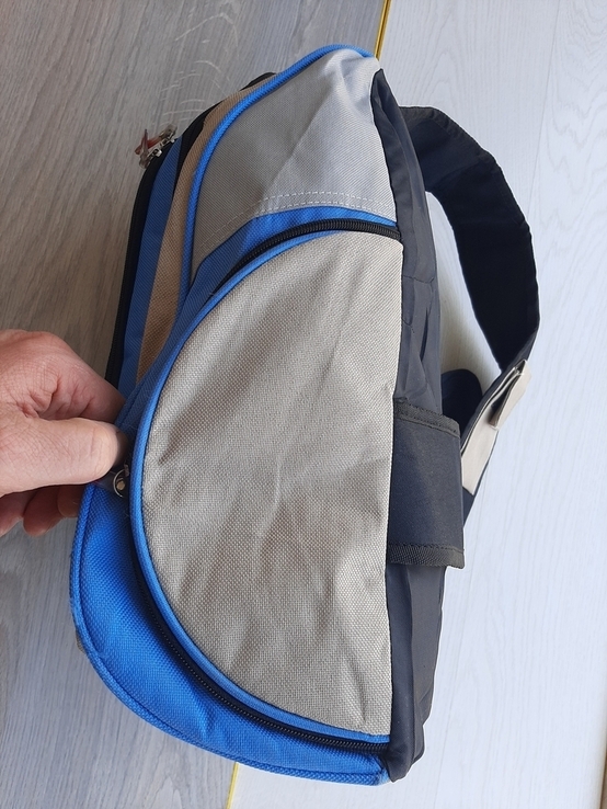 Городской рюкзак на одно плечо (серо-голубой), фото №4