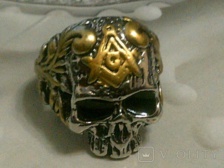 Перстень - масонский череп разм. 21, фото №4
