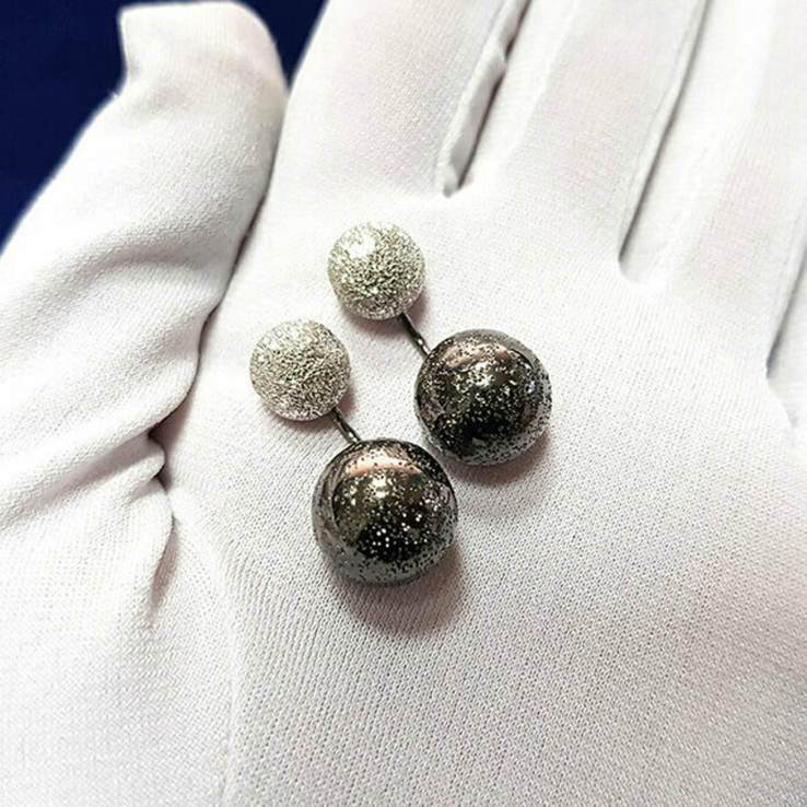 Серебряные серьги в стиле Диор с родиевым покрытием, фото №2