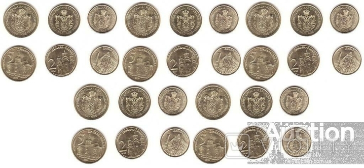 Serbia Serbia - 5 pcs x set 3 coins 1 2 5 Dinara 2020, photo number 2