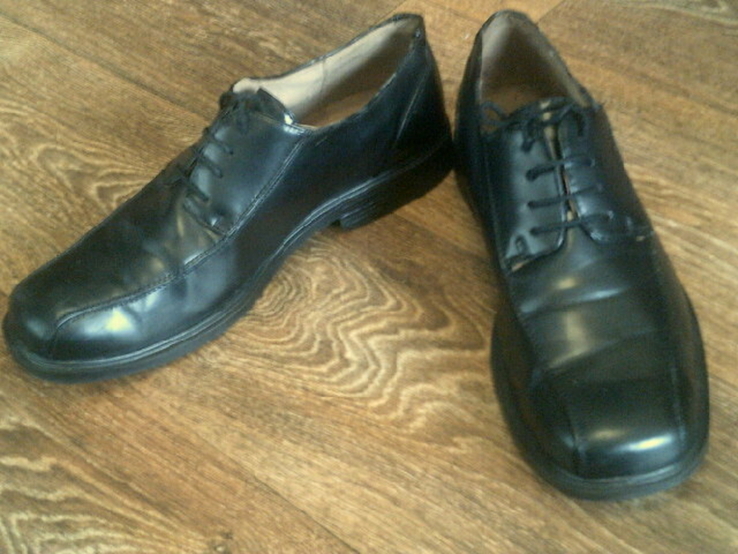 Century - фирменные черные кожаные туфли разм.43, фото №4