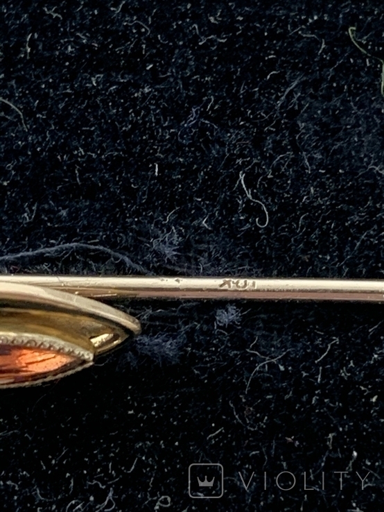 Золотая булавка брошь с гранатом Великобритания (Викторианская эпоха), фото №9
