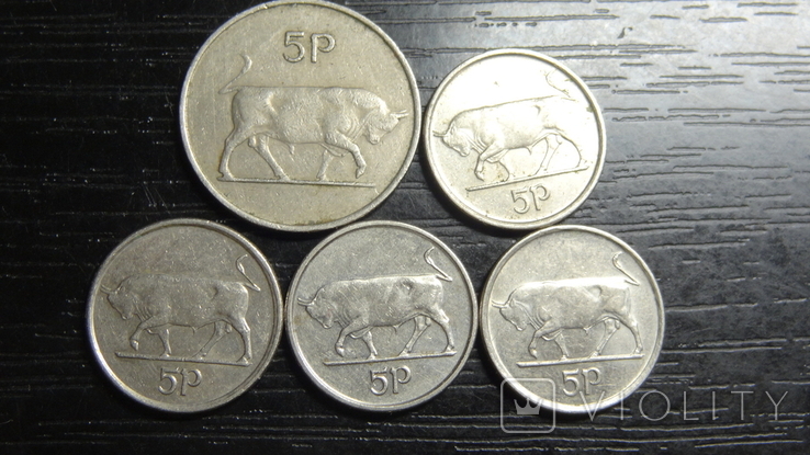 5 пенсів Ірландія (порічниця) 5шт, всі різні, фото №2