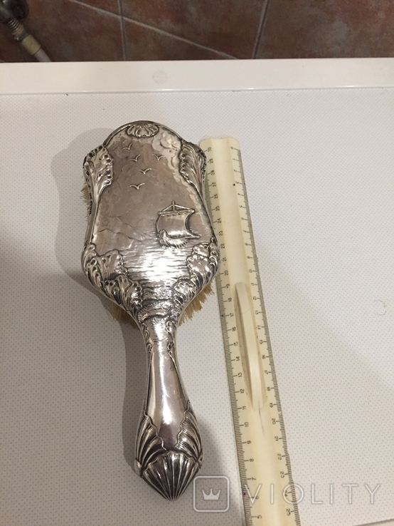 Серебрянная щетка для одежды-1907 год-Честер, фото №5