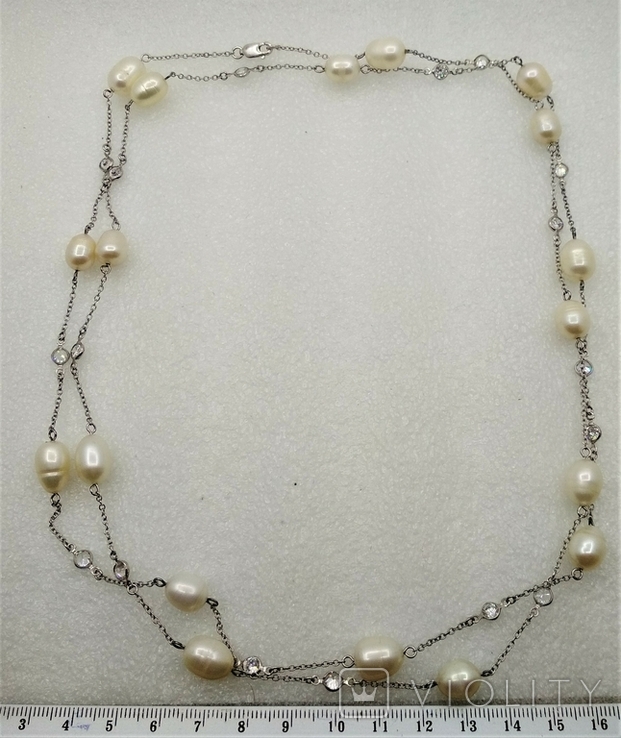 Ожерелье Серебро 925 Натуральный жемчуг, фото №2