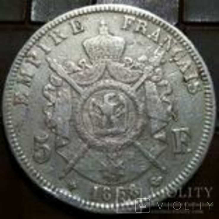  5 франків 1768 року ВВ. Стразбург . ФРАНЦІЯ -імперія/срібло/, фото №3