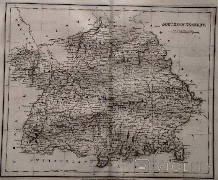 1820 Южная Германия (карта 33х25) СерияАнтик