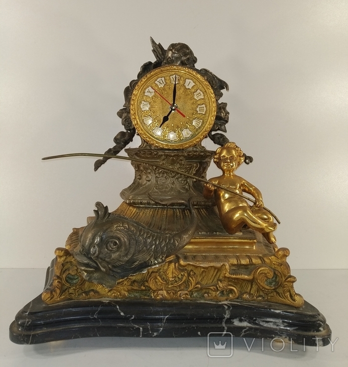 Бронзовые часы мрамор арт. 0480, фото №2