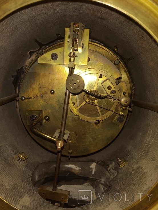 Механические каминные часы мраморные с подсвечниками арт. 0482, фото №13