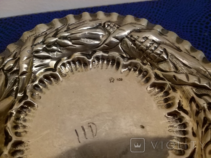 Тарелочка серебро 800 проба Италия, фото №5