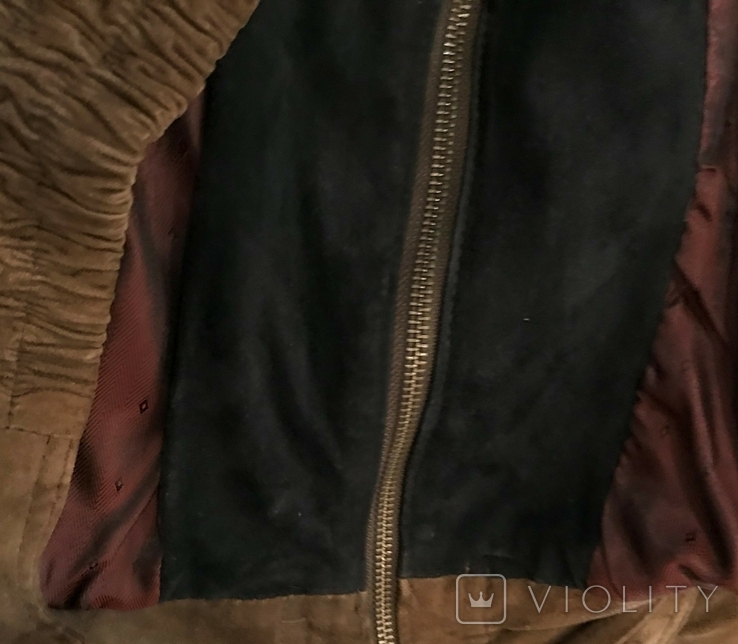Винтажная замшевая куртка США,OAКLAND, коричневая, внутри оторочка синяя, фото №10