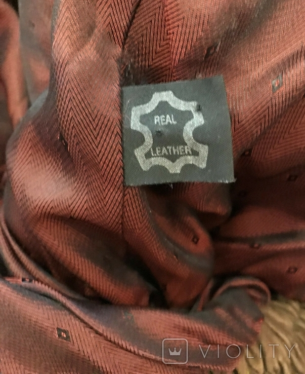 Винтажная замшевая куртка США,OAКLAND, коричневая, внутри оторочка синяя, фото №11