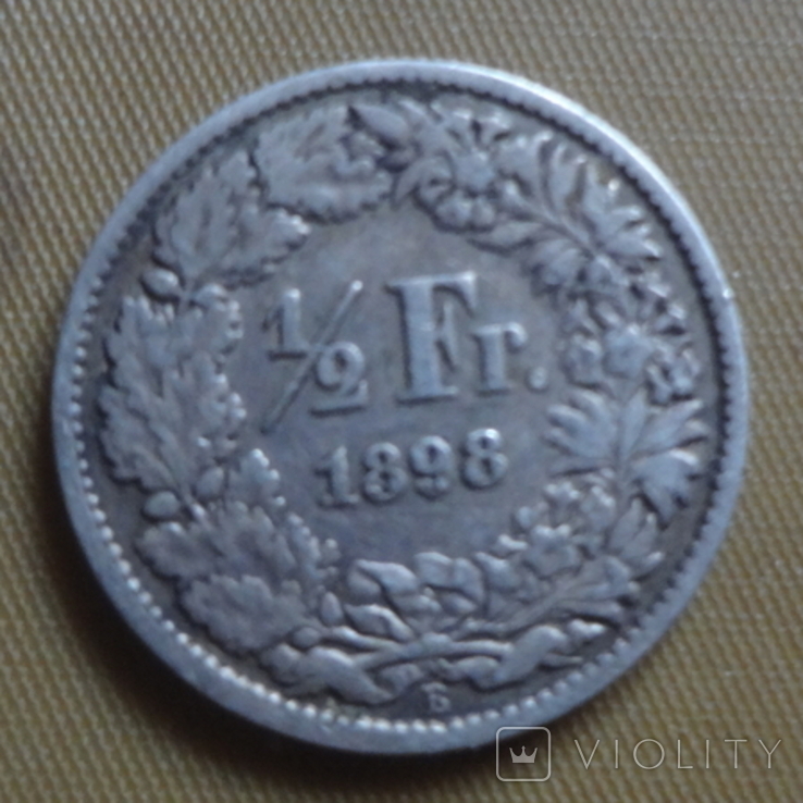 1/2 франка 1898 Швейцария серебро (Д.4.10), фото №2