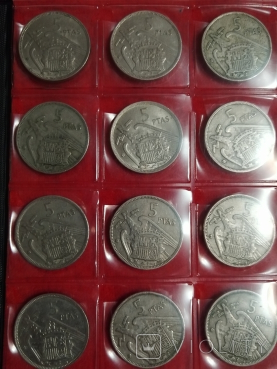 Лист монет номиналом 5 птас испания, фото №4