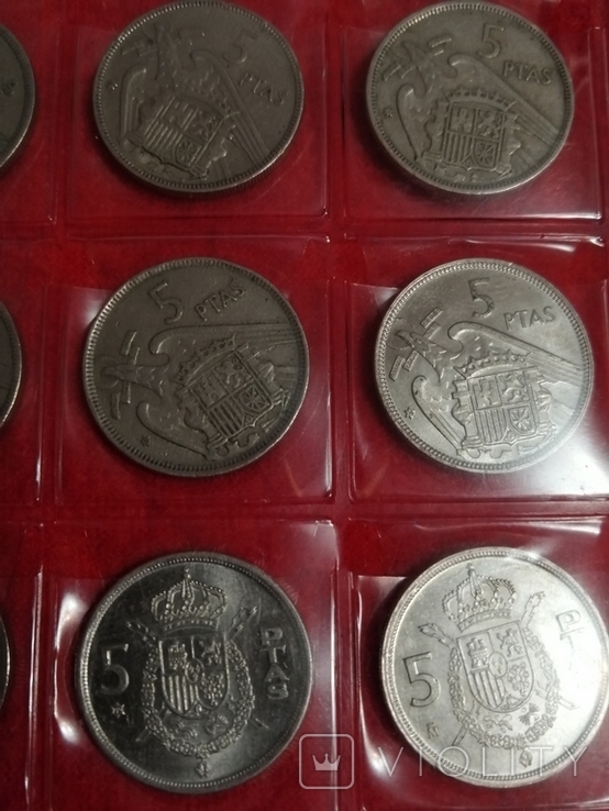 Лист монет номиналом 5 птас испания, фото №5