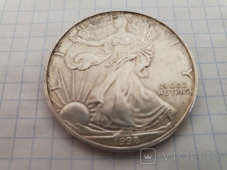 Унция,серебро,США(31,1 г.),1998 год., фото №3