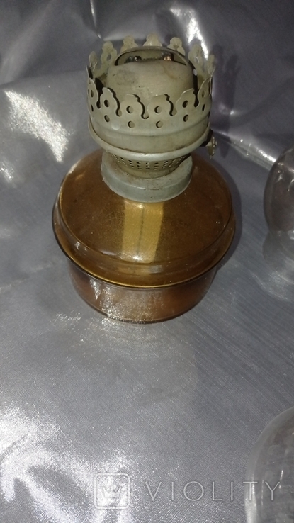Керосиновая лампа +стеклянная колба ,жёлтое стекло СССР, фото №5