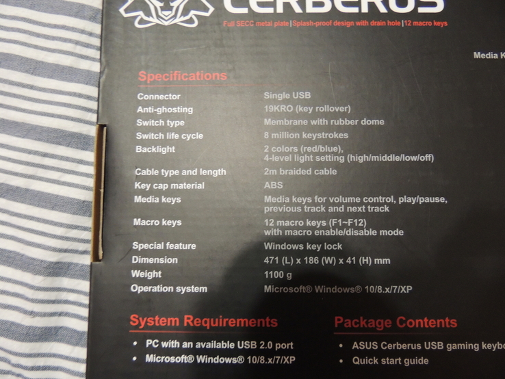 Клавиатура ASUS Cerberus, фото №5