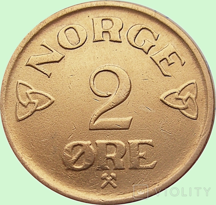 124.Норвегия две монеты 2 и 5 эре, 1957 год, фото №3