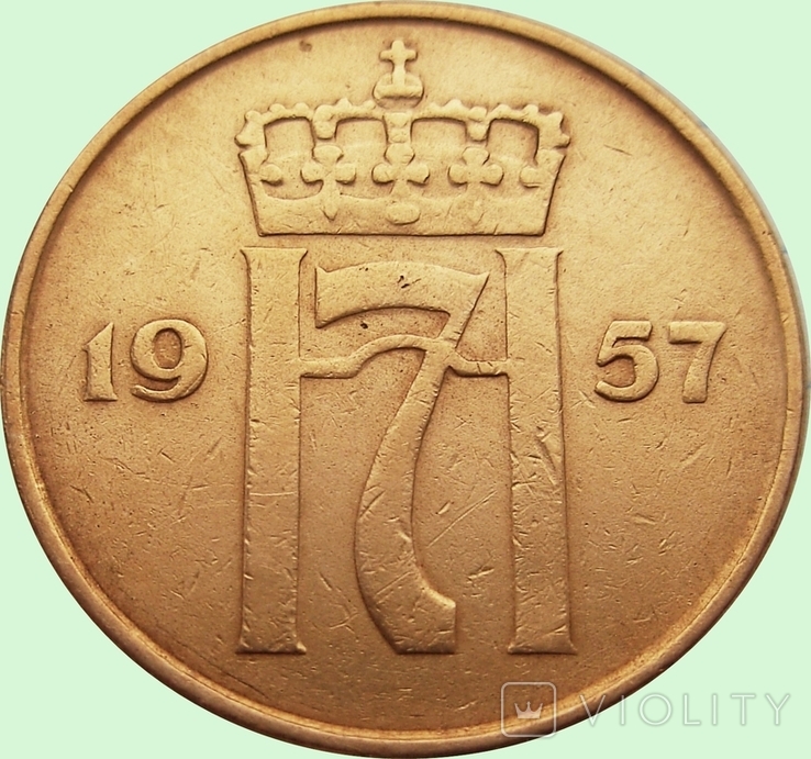 124.Норвегия две монеты 2 и 5 эре, 1957 год, фото №6