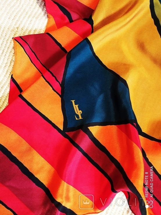 Винтажный шелковый платок от L J, photo number 3