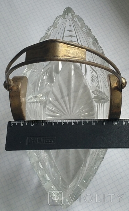 Большая конфетница серебро + хрусталь периода СССР., фото №6