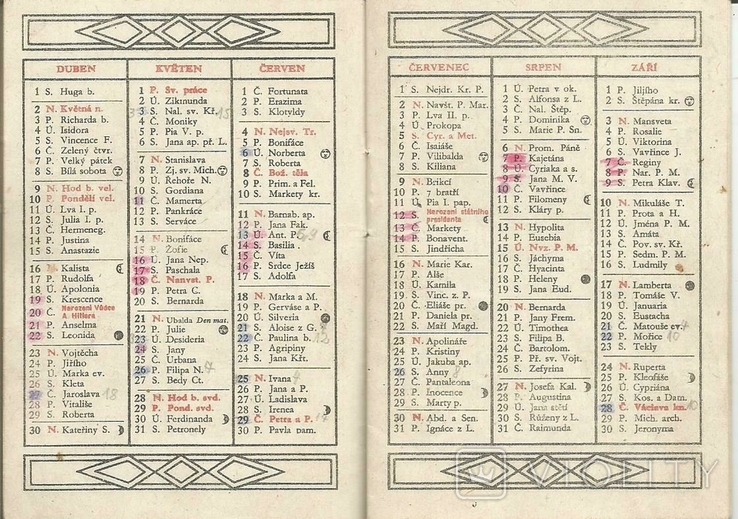 Календар 1944 р. Товариство сліпих, Прага, 16 стор., фото №3