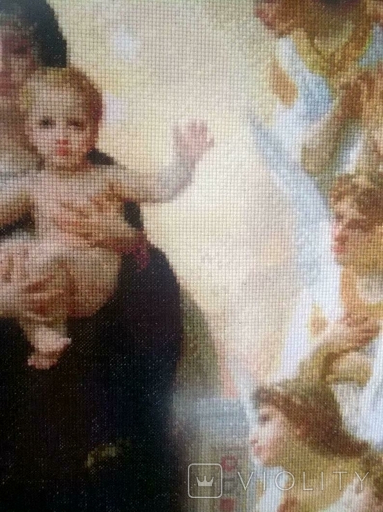 Bouguereau. The Virgin with the Angels. The year is 1900. Embroidered painting., photo number 4