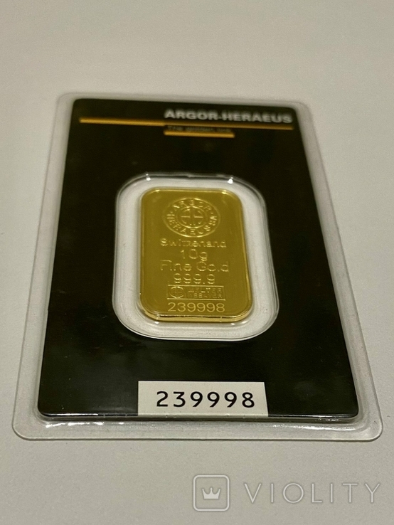 Золотой слиток 10 грамм 999,9 ARGOR, фото №3
