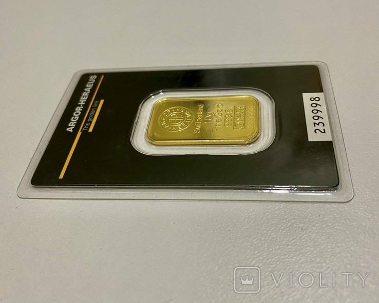 Золотой слиток 10 грамм 999,9 ARGOR, фото №4