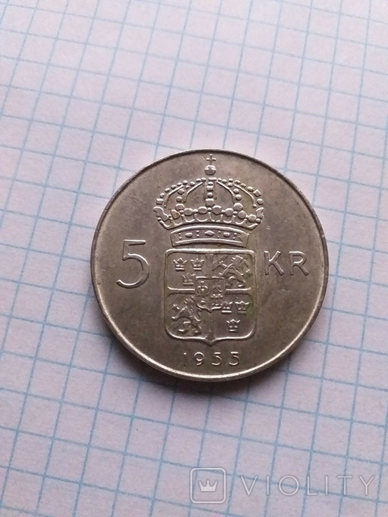 Швеція 1955 рік 5 крон., фото №3