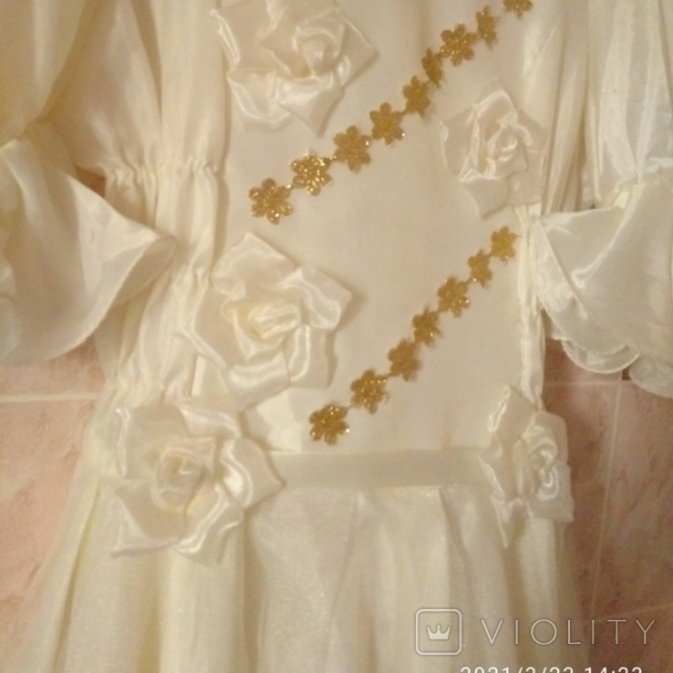 Платье бледно-жолтый цвет)атлас,сетка., фото №4