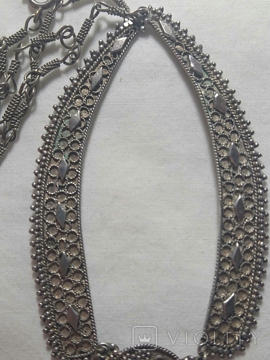 Колье ожерелье серебро 935 с зелёным камнем, фото №10