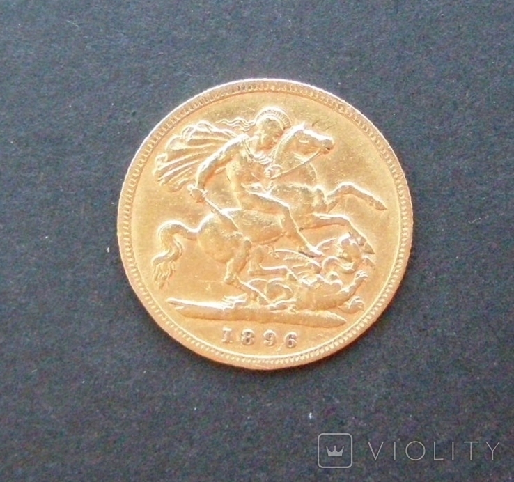 Золотая монета 1/2 фунта (соверена) 1896 г. Королева Виктория, фото №5