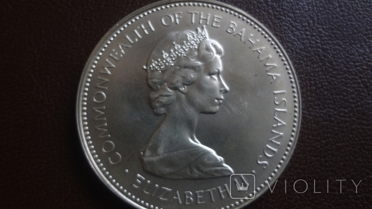 2 доллара 1971 Багамы серебро (Ю.4.4)~, фото №6