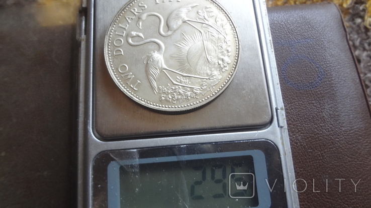 2 доллара 1971 Багамы серебро (Ю.4.4)~, фото №7