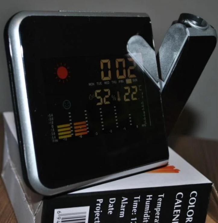 Настольные часы, метеостанция с проектором времени, photo number 4