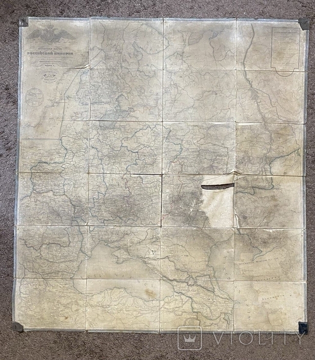 Почтовая карта Российской империи 1842 большая 1,15м х 1,24м, фото №2