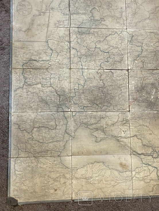 Почтовая карта Российской империи 1842 большая 1,15м х 1,24м, фото №4