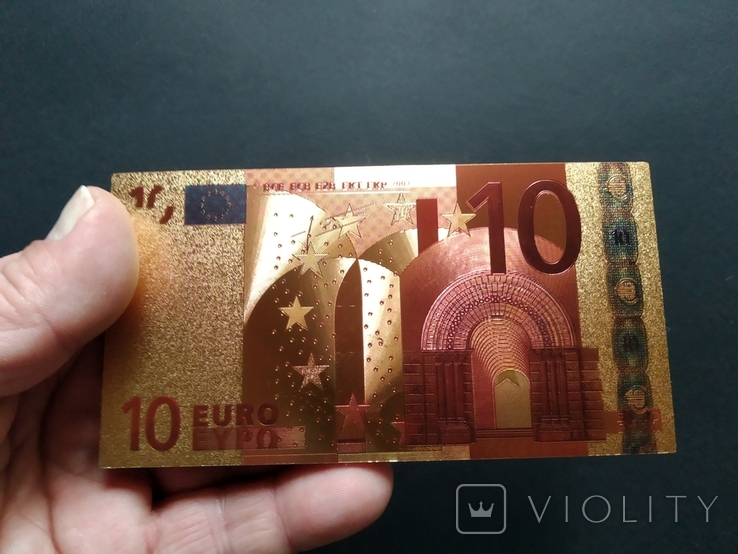 Золотая сувенирная банкнота 10 Euro, фото №8