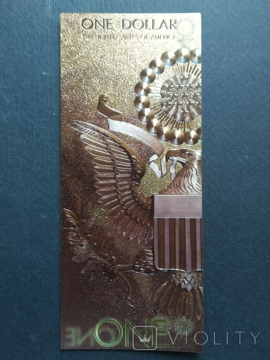 Золотая сувенирная банкнота США (1 Dollar-Джордж Вашингтон), фото №3