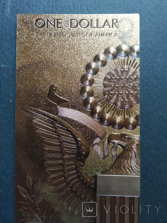 Золотая сувенирная банкнота США (1 Dollar-Джордж Вашингтон), фото №6