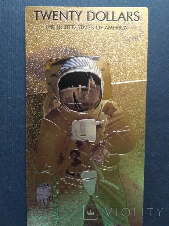 Золотая сувенирная банкнота США (20 Dollars-Джон Фицджералд Кеннеди), фото №6