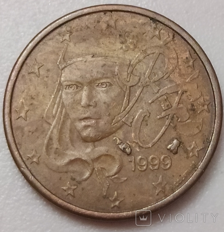 Монета 1- EURO CENT -1999рік., фото №2