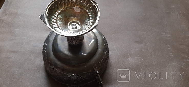 Антикварная стариная конфетница ваза фруктовница металическая посеребрением, фото №7