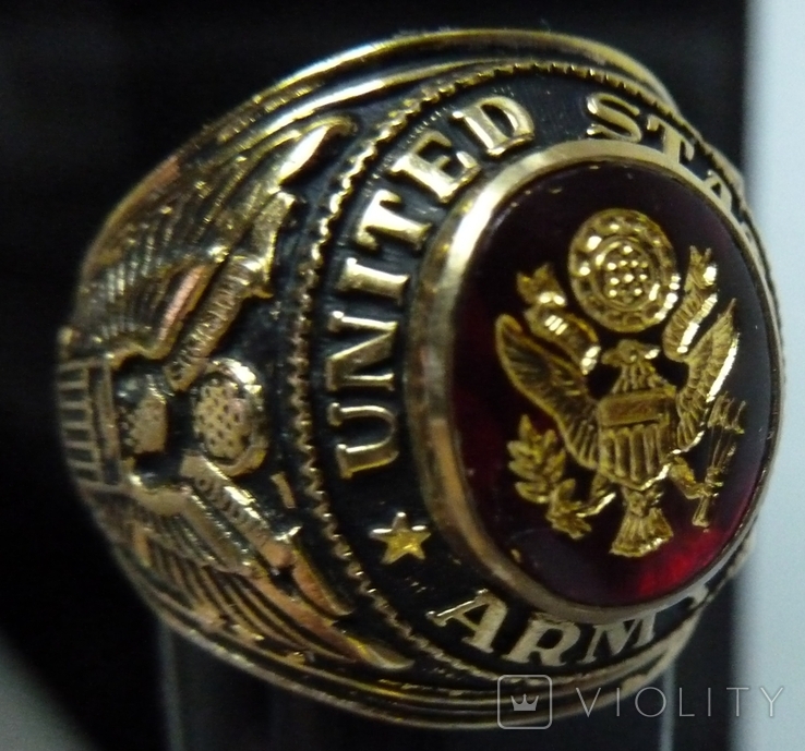 Кольцо United States Army с золотым покрытием (гальваника, фото №2