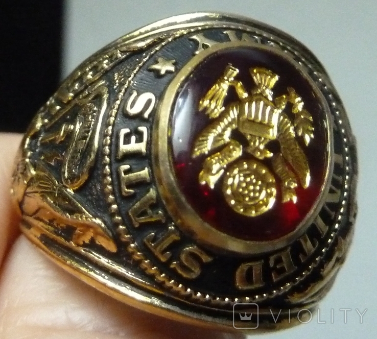 Кольцо United States Army с золотым покрытием (гальваника, фото №3