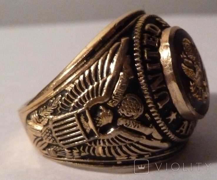 Кольцо United States Army с золотым покрытием (гальваника, фото №9