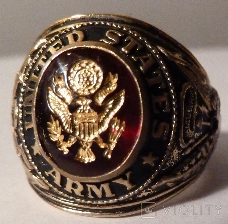 Кольцо United States Army с золотым покрытием (гальваника, фото №11