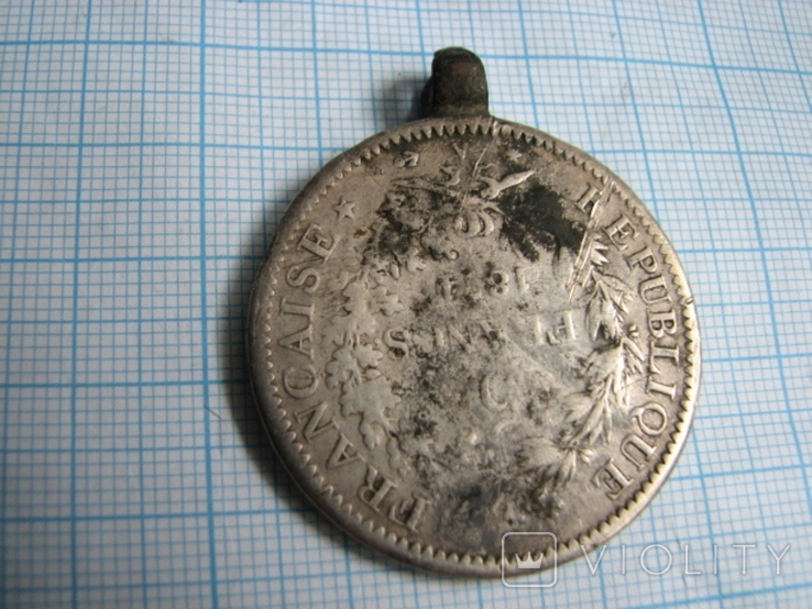 Дукач из французской монеты (Украина) серебро вес - 24,7г, фото №5
